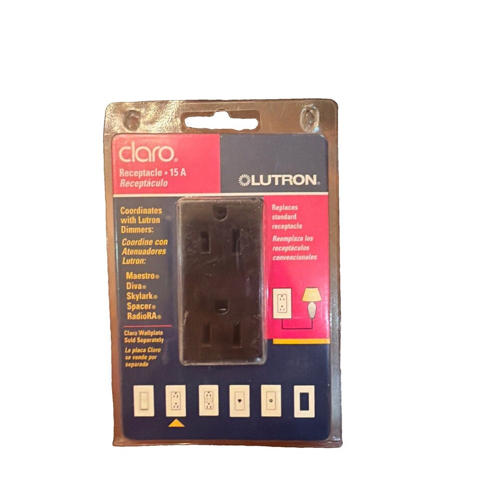 Lutron Claro CAR-15H-BL 15A Designer Duplex Receptacle Gloss Black New Sealed
